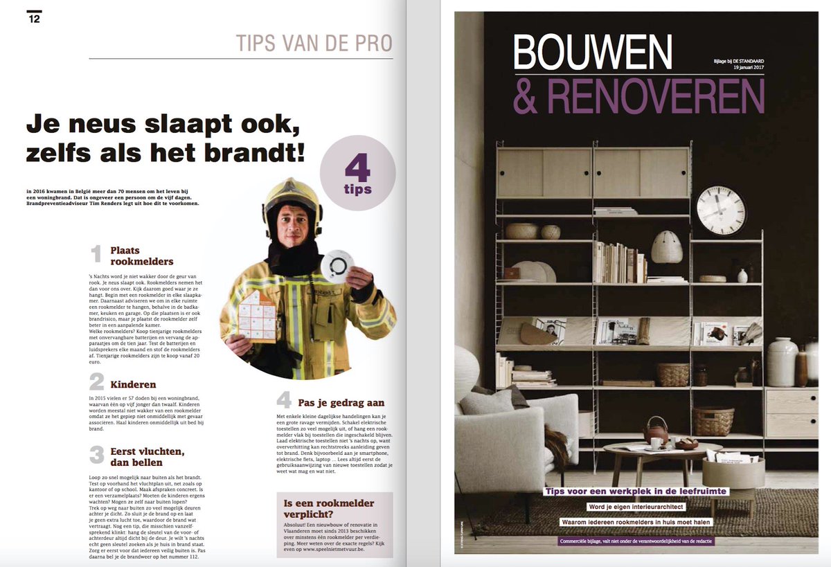 Bedankt <a href="/gva/">Gazet van Antwerpen</a>, <a href="/hbvl/">HBvL</a>, <a href="/destandaard/">De Standaard</a>, @Livios_nl en @MHC_BE om vandaag het belang van rookmelders aan te tonen. Samen nr meer #brandveiligheid.