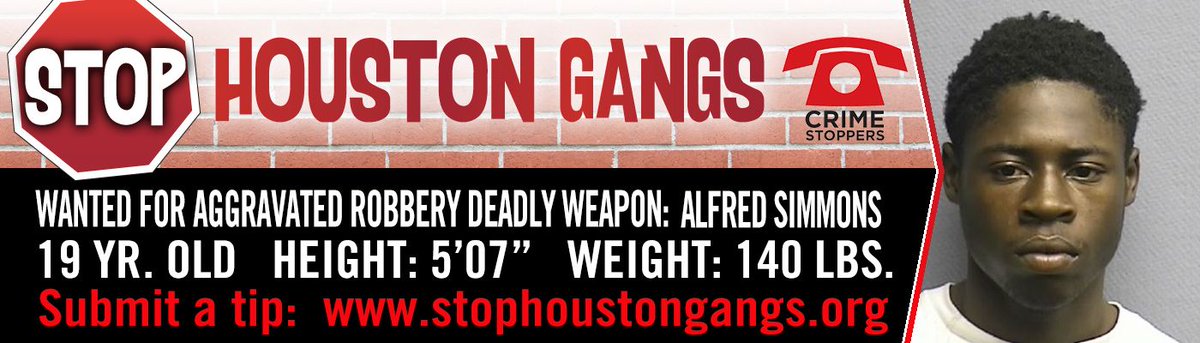 FBIHouston's tweet photo. #WANTED Alfred Simmons. Up to $5,000 reward @CrimeStopHOU @HoustonPolice @HCSOTEXAS @StopGangs #HouNews https://t.co/Ba3kEr72S6