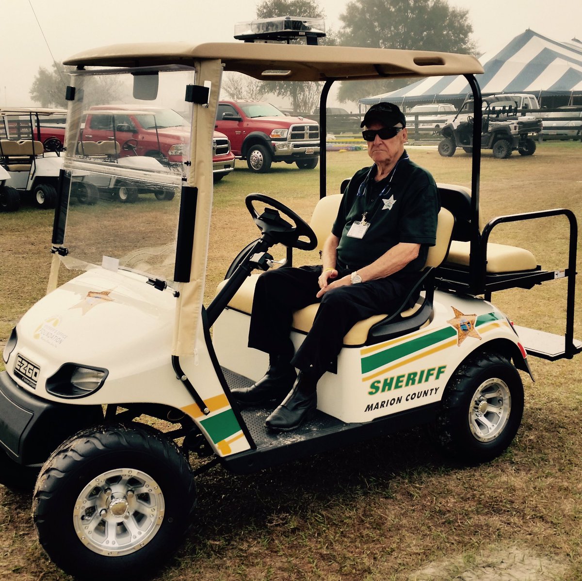 deverinc's tweet photo. Ocala Post Time Farm @HITSHorseShows is safe! Marion Co Sheriff is patrolling in his @EZGOvehicles / Dever golf car! https://t.co/rugAOwqtvG