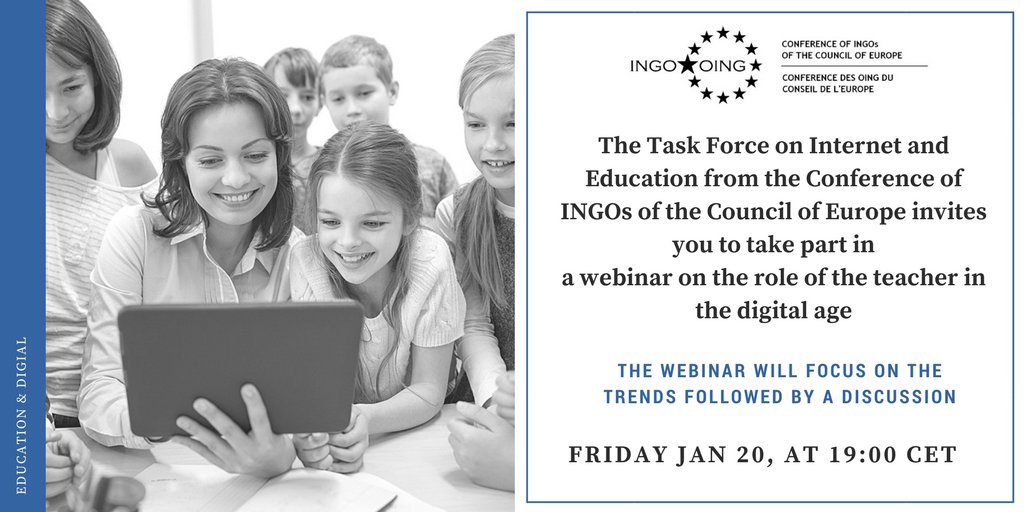 Join webinar Education and Digital from @CoE_NGO . 
Meet us Jan 20, at 19:00 CET.
→attendee.gotowebinar.com/register/44170…