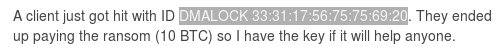 hasherezade's tweet image. Probably soon I will have a key for #DMALOCK 33:31:17:56:75:75:69:20 - if you need it please stay tuned! //#DMALocker