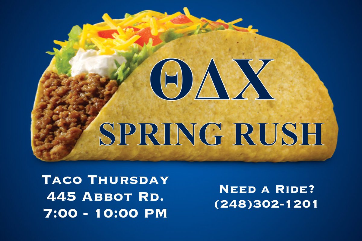 Los hermanos of TDX invite you to come hangout tonight and enjoy some FREE tacos! #RushWeek