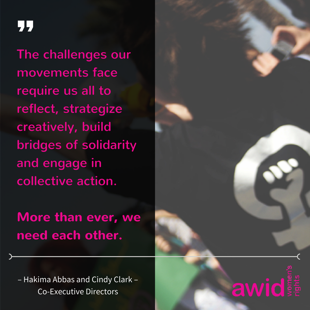AWID's tweet photo. 2017 = time to co-create our #FeministFutures! A message from our co-Exec. Directors @HakimaAbbas &amp; @CindyClarkAWID: https://t.co/LF1UkmUM1O https://t.co/QGKERXQCIa