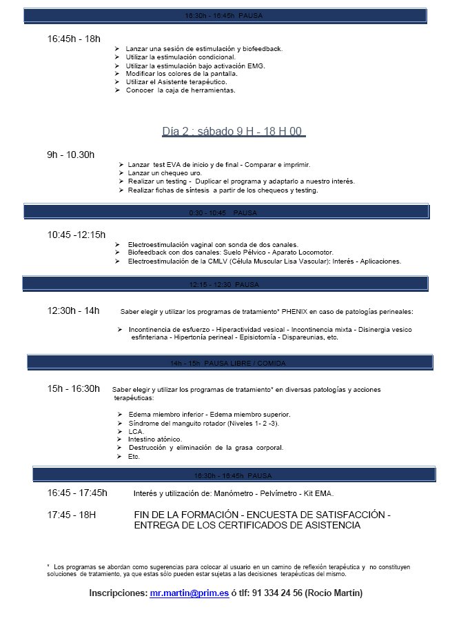 Formación gratuita para nuestros clientes de equipos <a href="/PHENIX_Vivaltis/">PHENIX</a> para rehabilitación del #suelopélvico. 17 y 18 de febrero en Madrid