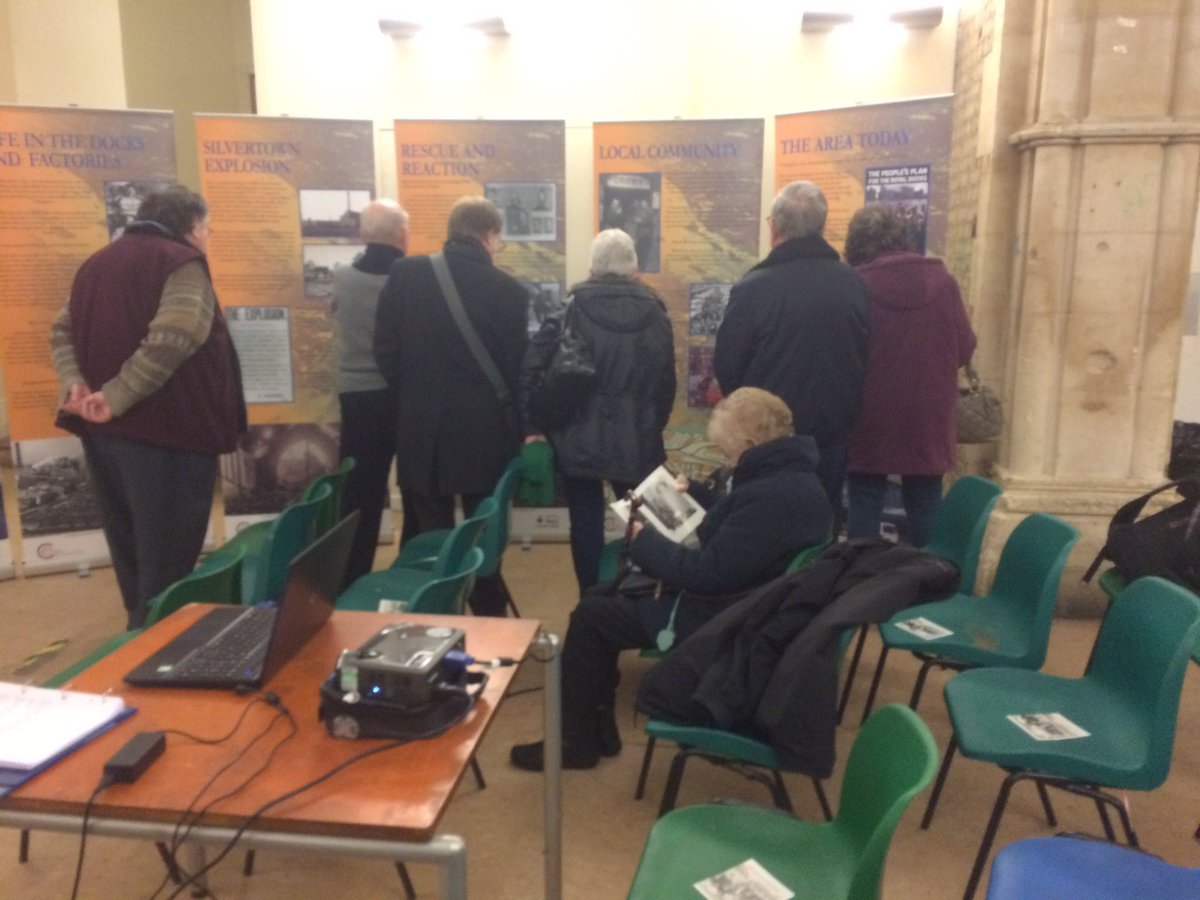 EastsideCH's tweet photo. Full house to commemorate #silvertownexplosion exhibition and talk @NewhamRecorder @NewhamLondon https://t.co/X1EbM6LuHg