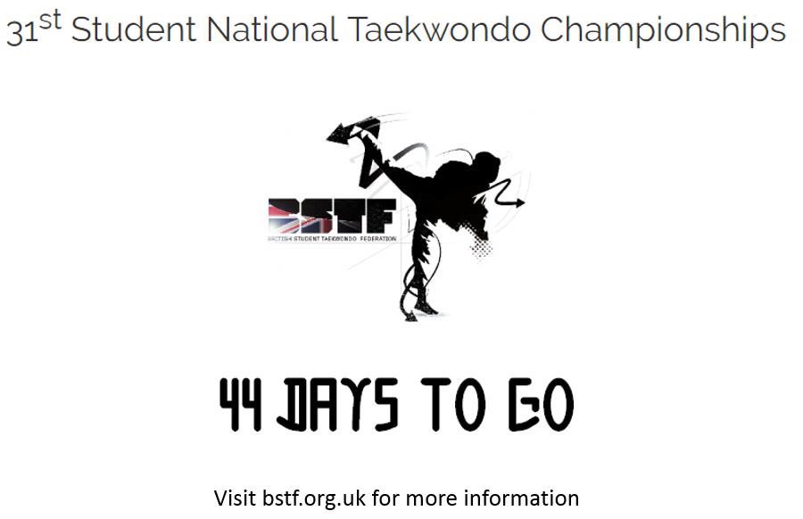 44 days to go before <a href="/UoNTaekwondo/">UoN Taekwondo</a> takes on #BSTF2017! Let's get training you guys! 💪🏼