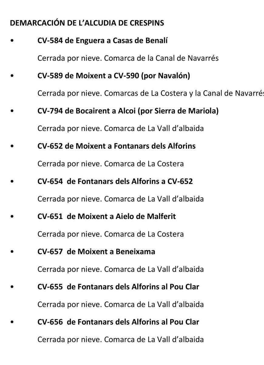Diputacio Valencia على تويتر Ultimo Informe Elaborado Por El Area De Carreteras Sobre Las Incidencias Mas Destacadas En La Red Provincial Gva112 Aemet Cvalencia T Co Vftr6b9v7h