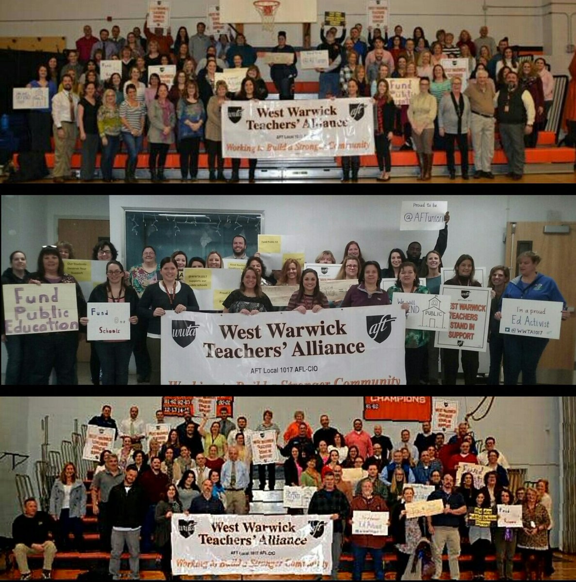 WWTA1017's tweet image. @WWTA1017 Members rally for public education.

@AFTunion national day of action.
@rifthp #wwtapublicschoolstrong
@RIDeptEd @GinaRaimondo