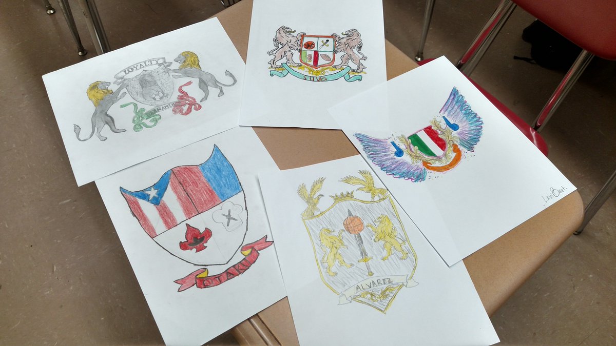 Today students designed their own family coat of arms. #keyport #keyportschools @keyportcentral <a href="/KeyportSchools/">Keyport Schools</a>