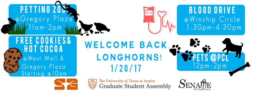 utgsa's tweet photo. The first Friday back on campus calls for a celebration -- excited to partner w/ @UT_SG &amp; @utscc on the following events across campus! https://t.co/kIbY0c3Z7S