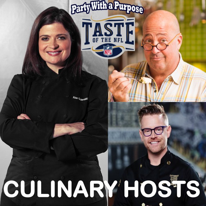 TasteoftheNFL's tweet photo. Proud to announce the Party With a Purpose Culinary Hosts will be @guarnaschelli @andrewzimmern &amp; @RichardBlais! Tix https://t.co/pzCzZdXQjA https://t.co/JMzyg6poWH