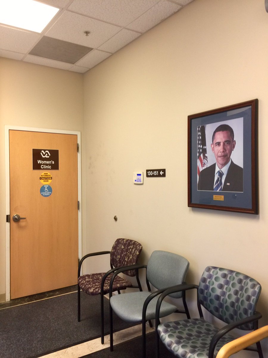 MsTrixieDelight's tweet photo. @POTUS A bittersweet scene in the VA waiting rm at my appt in St Louis this morning. Thanks, Obama. 🇺🇸 https://t.co/1LjaF8CNvc