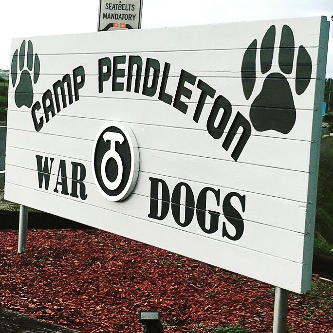 SergeantRex's tweet image. The sign at the entrance to the @USMC Camp Pendleton #MilitaryWorkingDog kennels. #MWD #K9