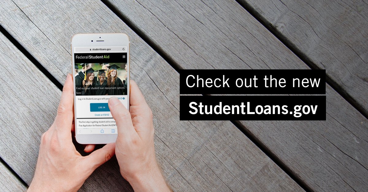 FAFSA's tweet image. PARENTS AND STUDENTS! The new StudentLoans.gov site is now live! Find out about all your repayment options: