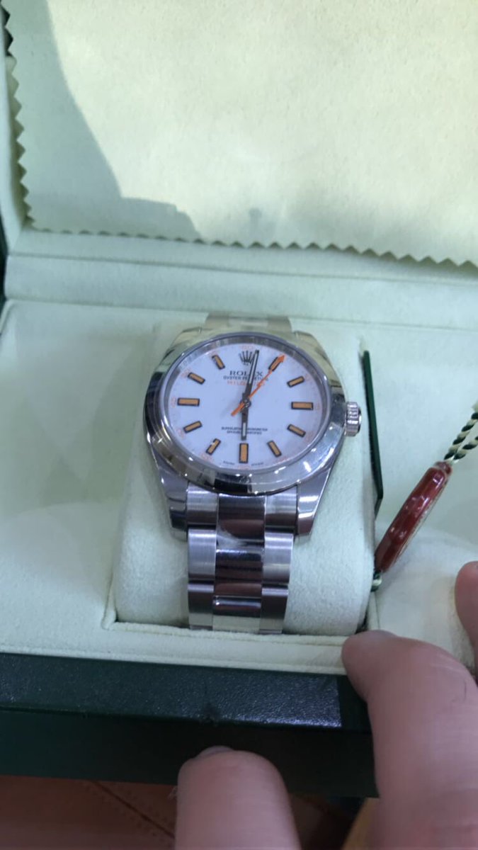 thewatchset's tweet photo. In stock now, a fully stickered, unworn #Rolex #Milgauss at a huge discount on RRP. DM for details. https://t.co/0srtF3oT2w