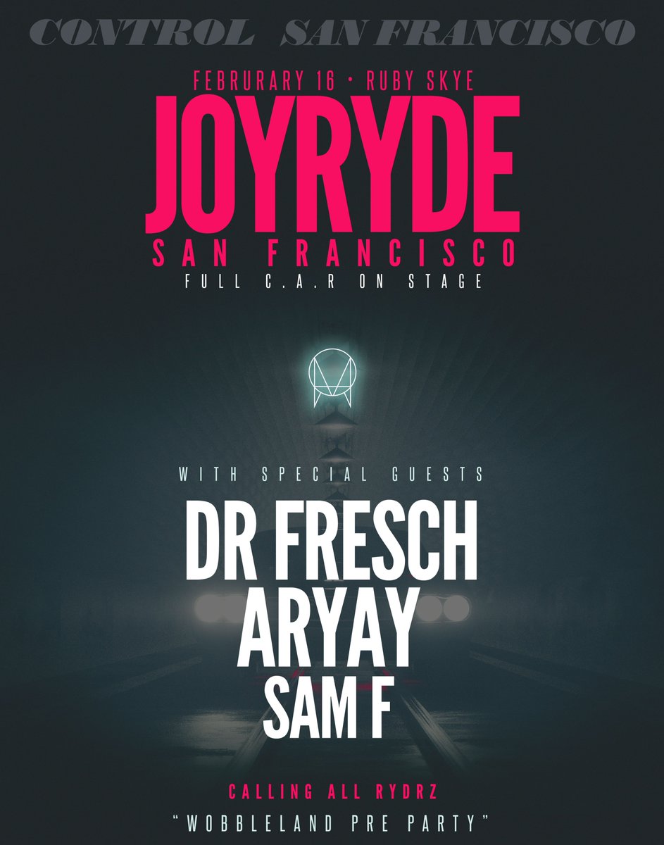 SAN FRAN.. my C.A.R stage is rolling into the bay area w/ the gang <a href="/DrFresch/">Dr. Fresch</a>  <a href="/Aryay/">ARYAY</a> <a href="/DJSamF/">SAM F</a> 

be a part of this: bit.ly/JOY-SF-CAR