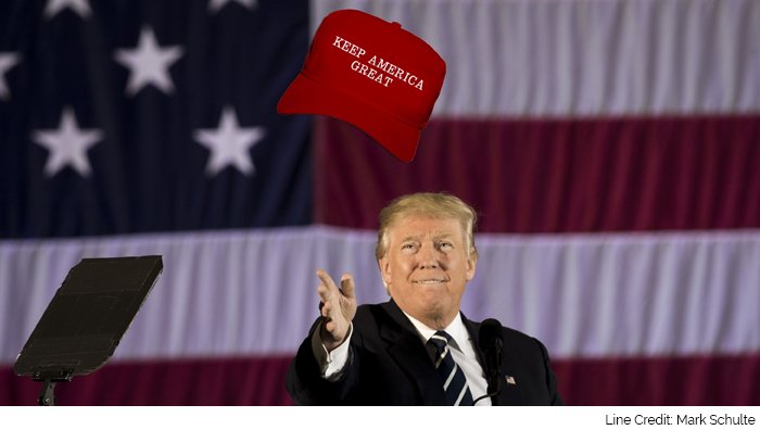 comedywire's tweet photo. Trump has already chosen his 2020 campaign slogan: "Keep America Great."

Anyone who runs against him has theirs: "I'm not Donald Trump." https://t.co/5rNOPEqCz0