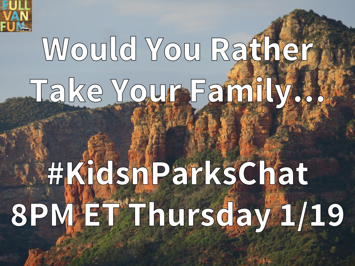 #kidsnparkschat is 8PM ET tonight and we ask "Would You Rather Take Your Family. . ."