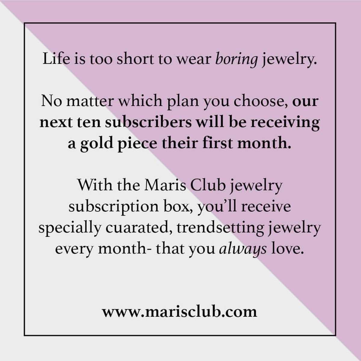 Yay for our next ten subscribers receiving a gold piece! 💍🎉 view our subscription options at marisclub.com/subscribe/ 💝