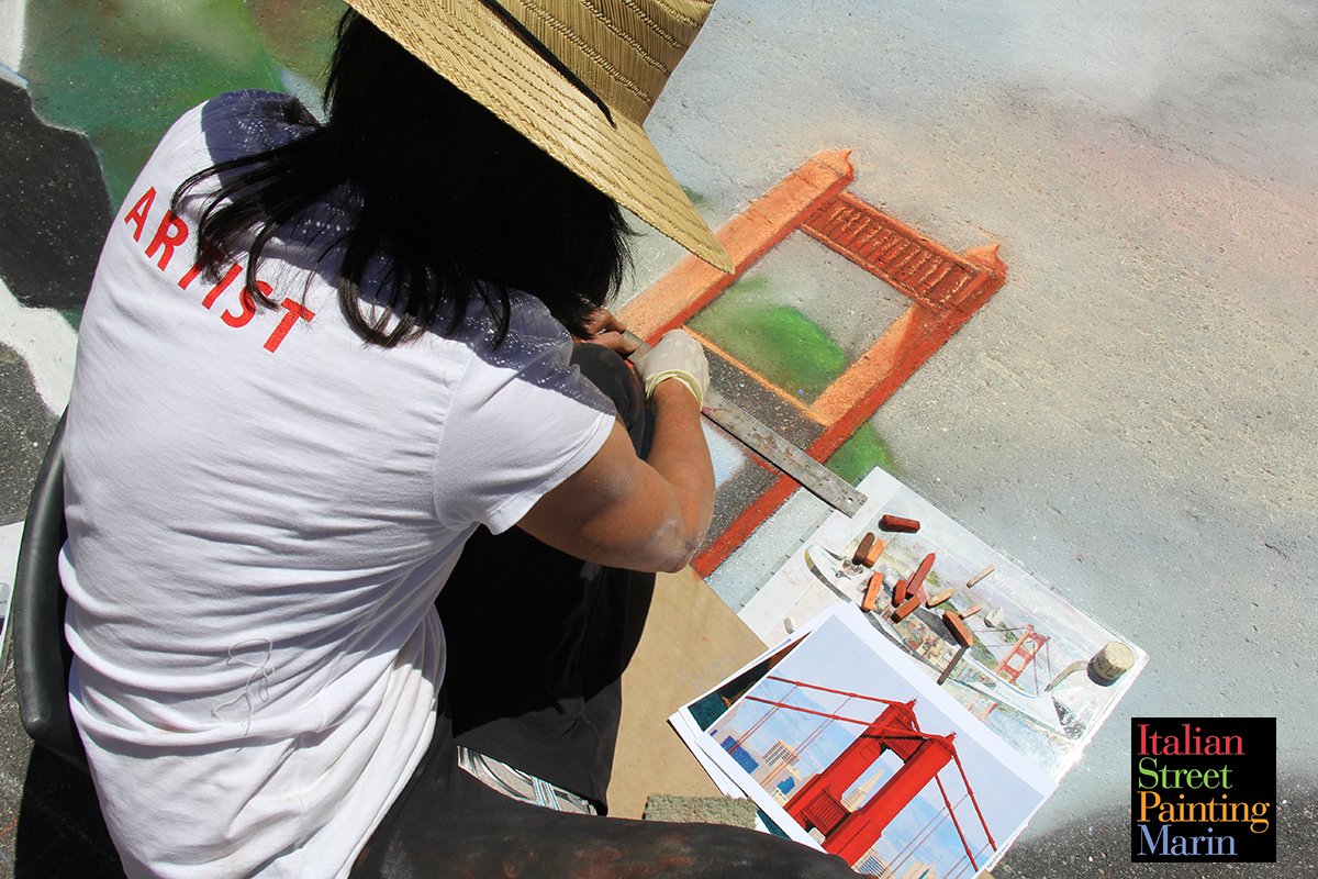 ItalStPtMarin's tweet photo. Artist and ISPM volunteer extraordinaire #LisaJones recreated the #ChinaClipper for our 2014 event! Photo by: #JoyPhoenix #TBT #StreetArt https://t.co/EeyglcvzkA