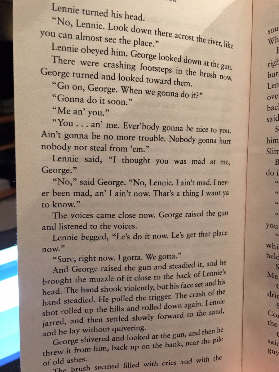SammyAndrws's tweet photo. I'm glad at least George put Lennie in a happy place before he had to kill him. #sweetdreamsLennie #ripLennie https://t.co/PEUZEvDPzD
