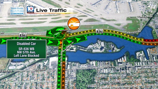 DISABLED CAR: SR-836 WB & NW 57th Ave. A left lane is blocked; expect delays. #TRAFFIC #MIAMI https://t.co/UCuLSAXyBj
