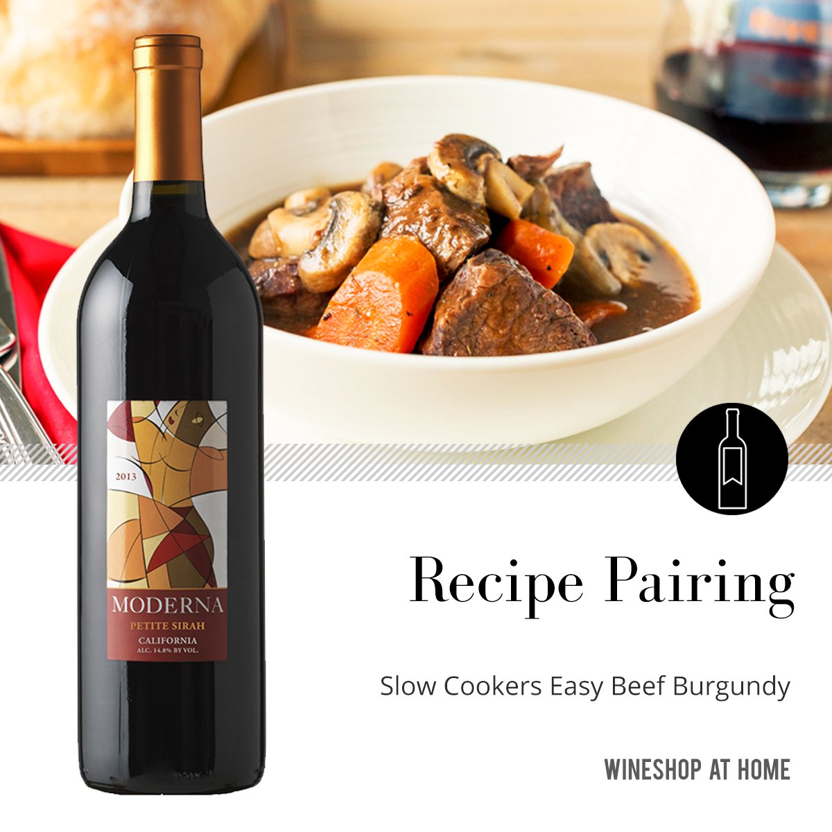 Chase off winter with #BeefBurgundy &amp; the Moderna 2013 Petite Sirah. Read the recipe on my website!