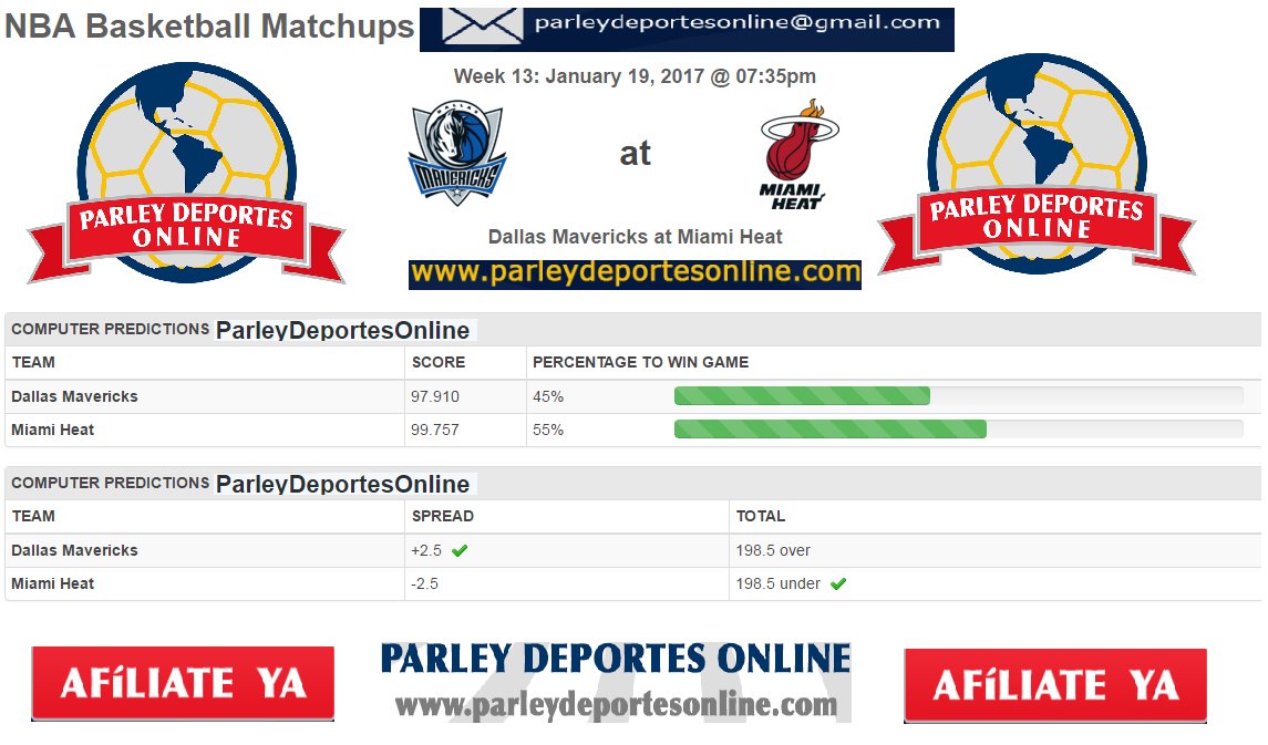 ParleyGlobal's tweet photo. 19/01/17Proyección Picks #Vip #NBA RT RT Lideres en Pronósticos Deportivos  Jugada #NBA Miami  a Ganar Líderes Suscribete Ya RT RT $$$ https://t.co/0AL1WDQwda