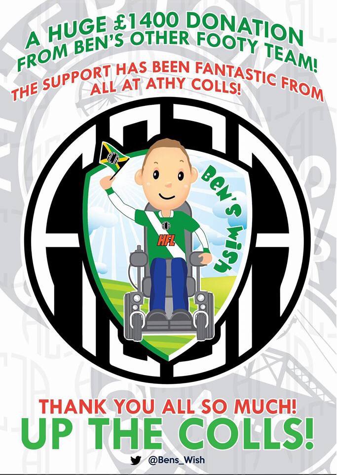 ACFC1916's tweet photo. So proud of everybody who helped raise the money for @Bens_Wish. Shout out to the Botanical Gardens gang also. https://t.co/cdL6ArrNfD