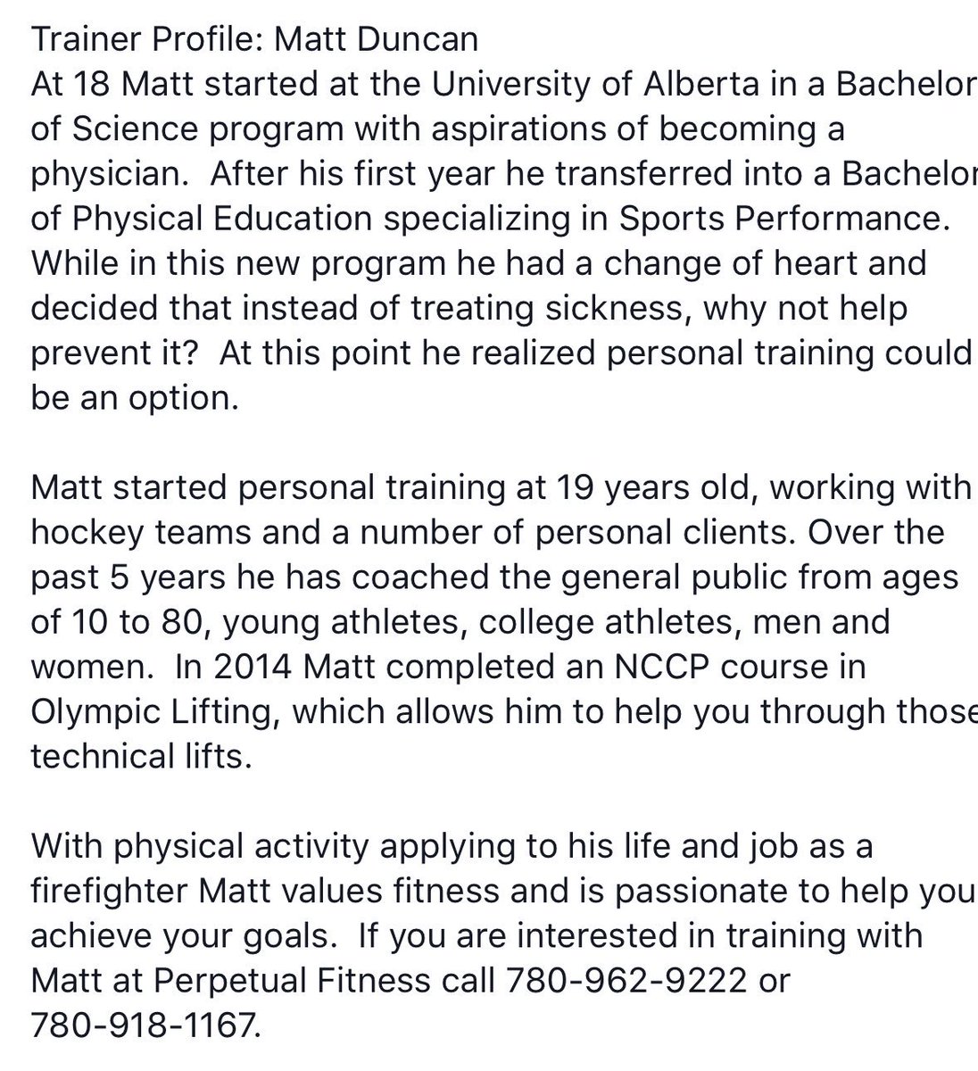 PerpetualFit's tweet image. Check out our #TrainerProfile on Matt Duncan!