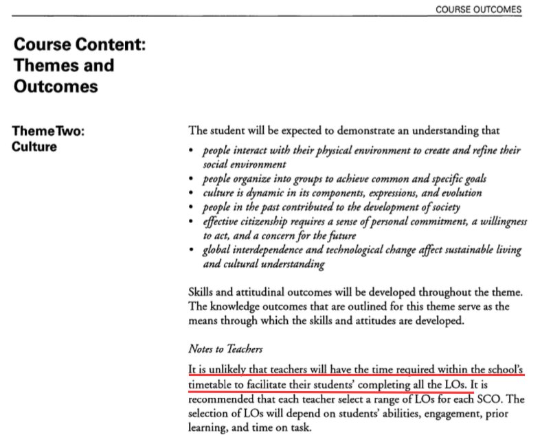 BayviewBobcats's tweet image. Gotta love when the Dept of Ed. states in their own curriculum doc. that teachers don't have time to teach everything that is asked of them!