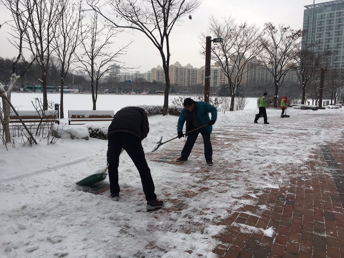 #성남시 #녹지공원과 #분당구청앞 #보행자도로 #많은 눈이 내렸어욤!! 보행자들의 안전을 위해 눈을 치우고 있습니다😍 다들 정말 고생하십니다~👍👍👍멋져요!!!