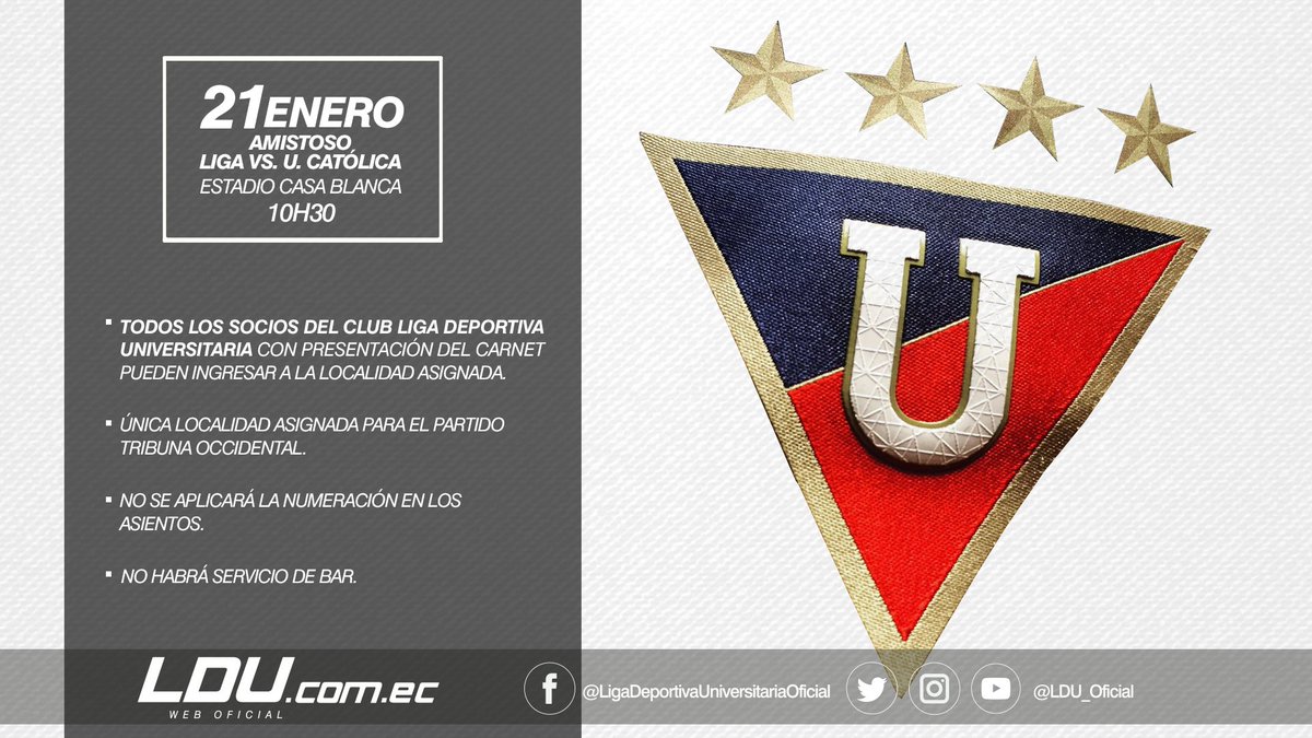 Los socios del Club de Liga Deportiva Universitaria también podrán asistir este sábado al amistoso frente Universidad Católica a las 10h30.