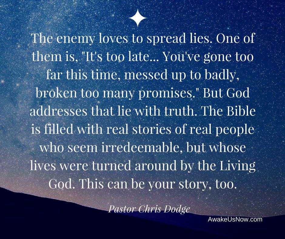 Awake_Us_Now's tweet photo. Feel like it’s hopeless, too late for a relationship with God? 
Open your Bible and come along with us.
https://t.co/Oe5iT47Sge https://t.co/6nPtPNOtm8