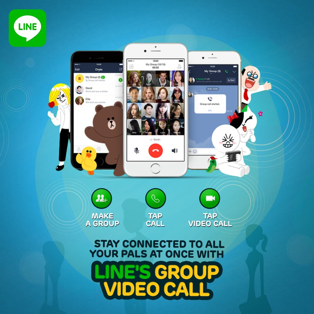 LINEPak's tweet photo. With LINE’s group call feature, watch your friends while you talk in just one call! #JoinTheLINEGeneration https://t.co/gYVh9CeYAe