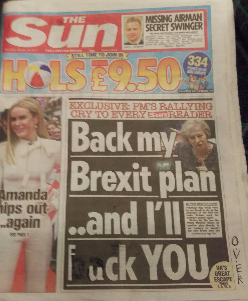 Someone generously edited a copy of #TheSun they'd left on the bus. It makes sense for once. #ShunTheSun