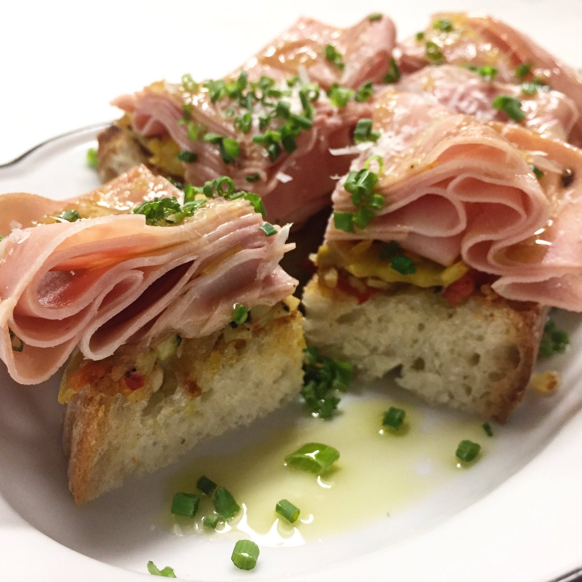 San Daniele Mortadella- Pepperoncini Toast just added to the charcuteri et formaggio... it's “Tasty &amp; f*#kn delicious!” <a href="/ChefVBarry/">Victor Barry</a>