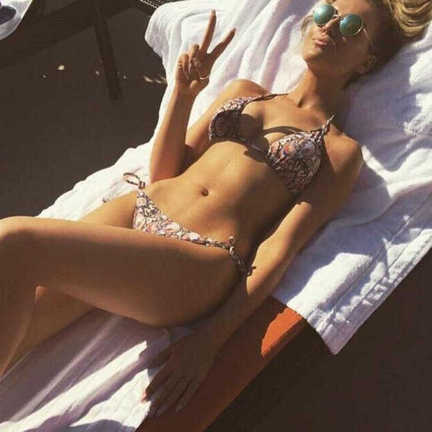 When I was sun tanning and Harry says cheese.