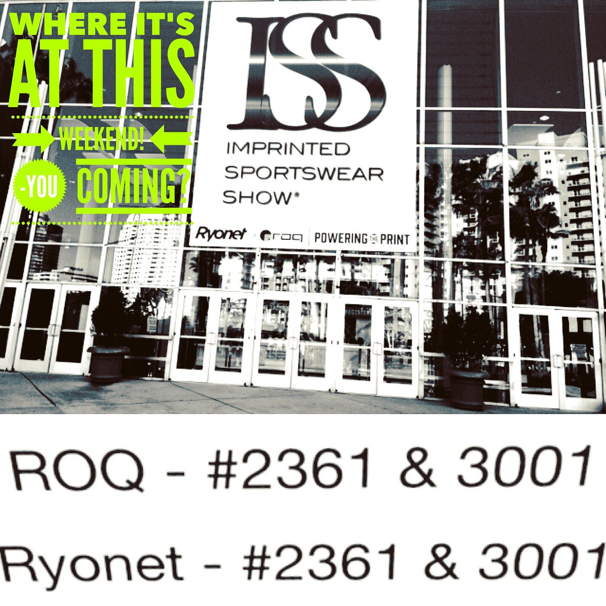 GreenGalaxyCo's tweet photo. Not hard to find &amp; we wanna see YOU @ the show. You coming? 
@roq @ryonet #poweringtheprint #isslongbeach #printlife https://t.co/4k9jAuLw4U