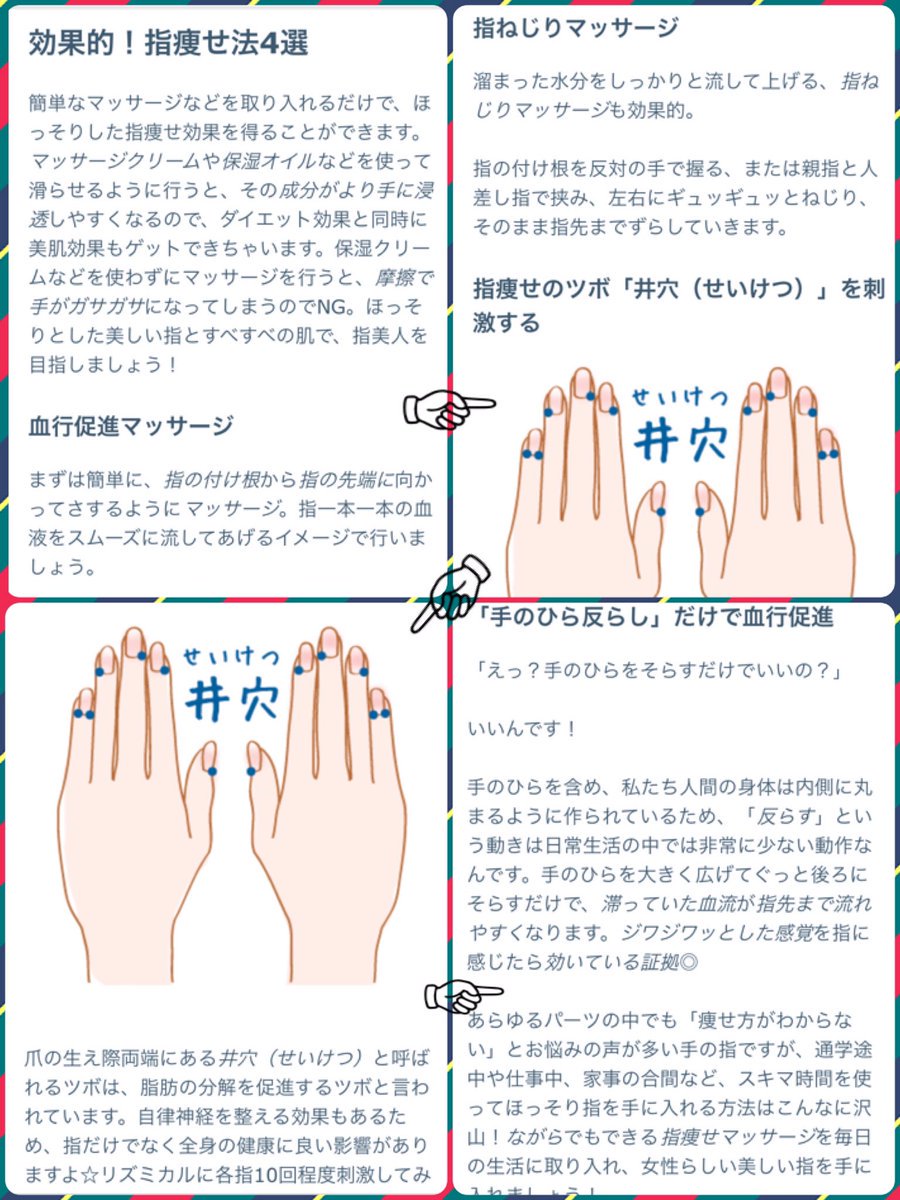 きくさん 感謝 指痩せマッサージ 気持ちいいし指細くなるし 手荒れも軽減するしオススメ ハンドクリーム じゃなくても 顔に塗ったクリームの余りとかでさらっと代用 どこでも出来て 時間かからない 体調いい時と合わさると普段してる きくさん 感謝 指痩せマッサージ 気持ちいいし指細くなるし 手荒れも軽減するしオススメ ハンドクリーム じゃなくても 顔に塗ったクリームの余りとかでさらっと代用 どこでも出来て 時間かからない 体調いい時と合わさると普段してる