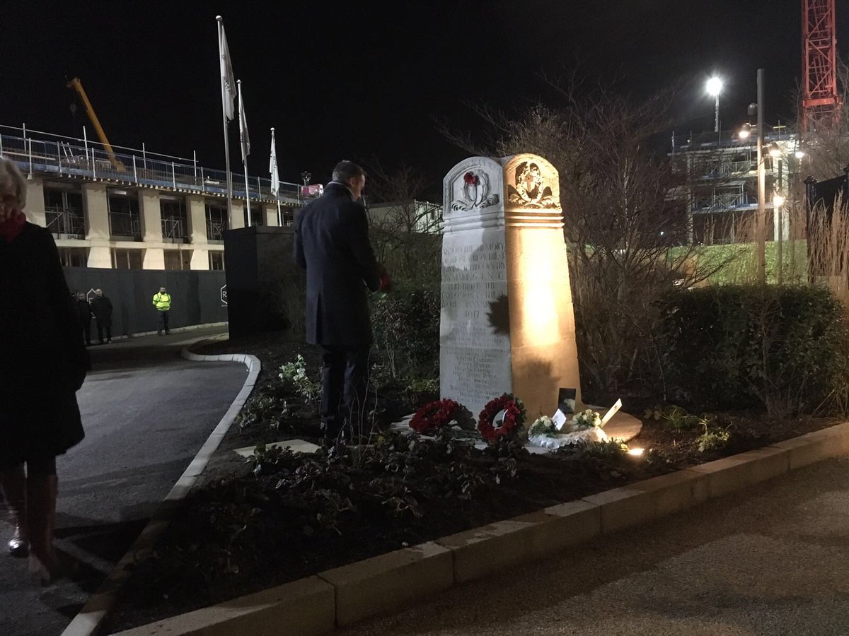 ballymore's tweet photo. A special memorial event last night at #RoyalWharf to mark the centenary of #SilvertownExplosion. The explosion took place 100 years ago. https://t.co/mWosxZolC3