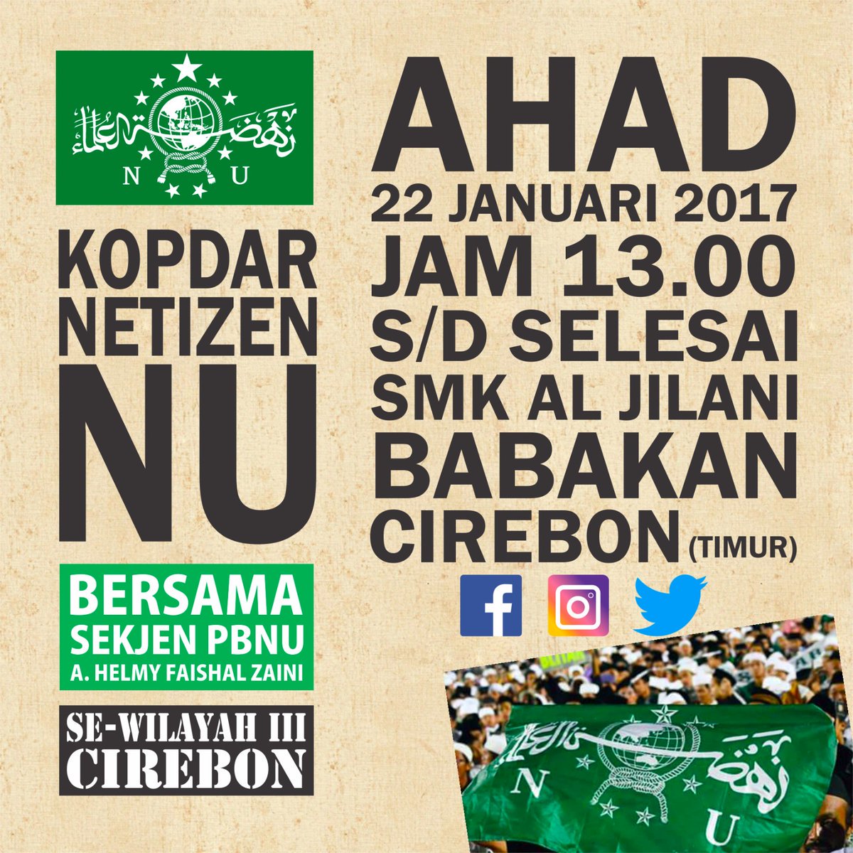 Nutizen's tweet photo. Kopdar NetizenNU with bpk @Helmy_Faishal_Z 22 Januari di SMK al-Jilani Kec. Babakan Cirebon #KhittahNU #NahdlatulUlama #Ulama #BackToKhittah https://t.co/qpV5Tq5g8l
