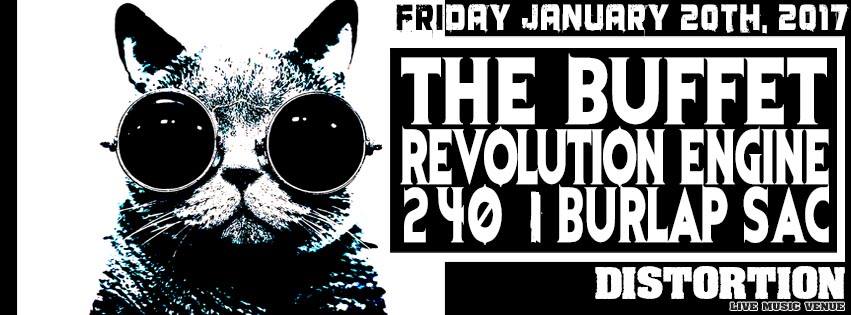 distortionyyc's tweet photo. Tomorrow! Jan 20 @TheBuffetBand #RevolutionEngine @JuggernautGen @twofortymusic @burlap_sac https://t.co/3p6T3nkm8a #yycmusic #yyclivemusic https://t.co/5DOGJKkvua