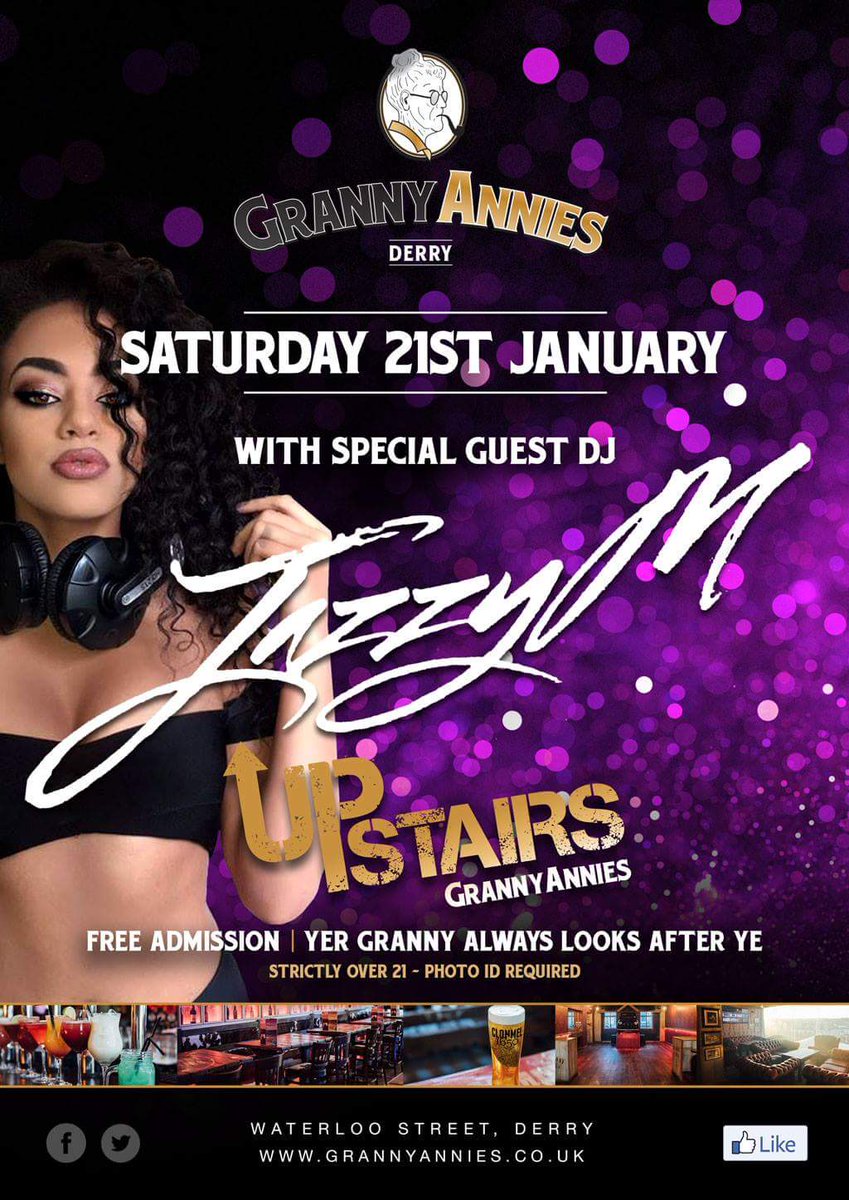 GrannyA_Derry's tweet photo. DJ JAZZY M 
GRANNY'S UPSTAIRS 
SAT 21ST JANUARY
#grannyannies https://t.co/eXdBlycz8U