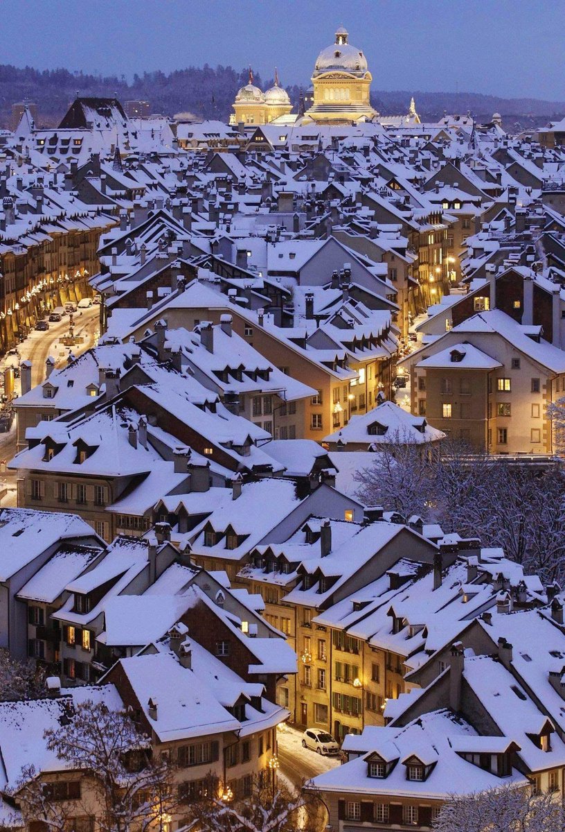 Beautiful Winter Night in Bern , Switzerland