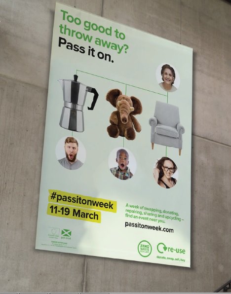 ZeroWasteScot's tweet photo. Pass it on Week returns 11-19 March! Get swapping, donating, sharing and repairing to keep stuff in use for longer. https://t.co/hqvCjKA7Sj https://t.co/2fIWsxIyPu