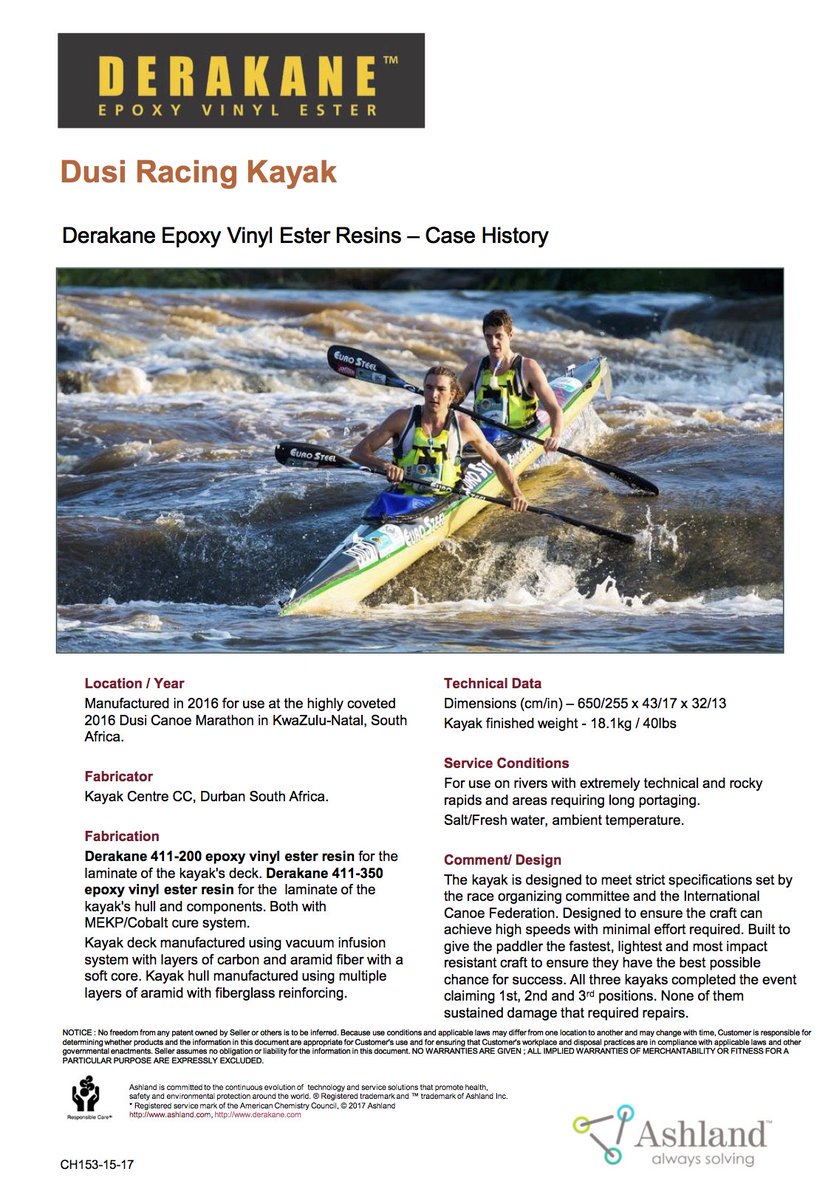 AddResins's tweet image. A Globally Unique Application for Derakane Epoxy Vinyl Ester Resins. When failure is not an option! @KayakCentre @AshlandInc @DusiCanoe