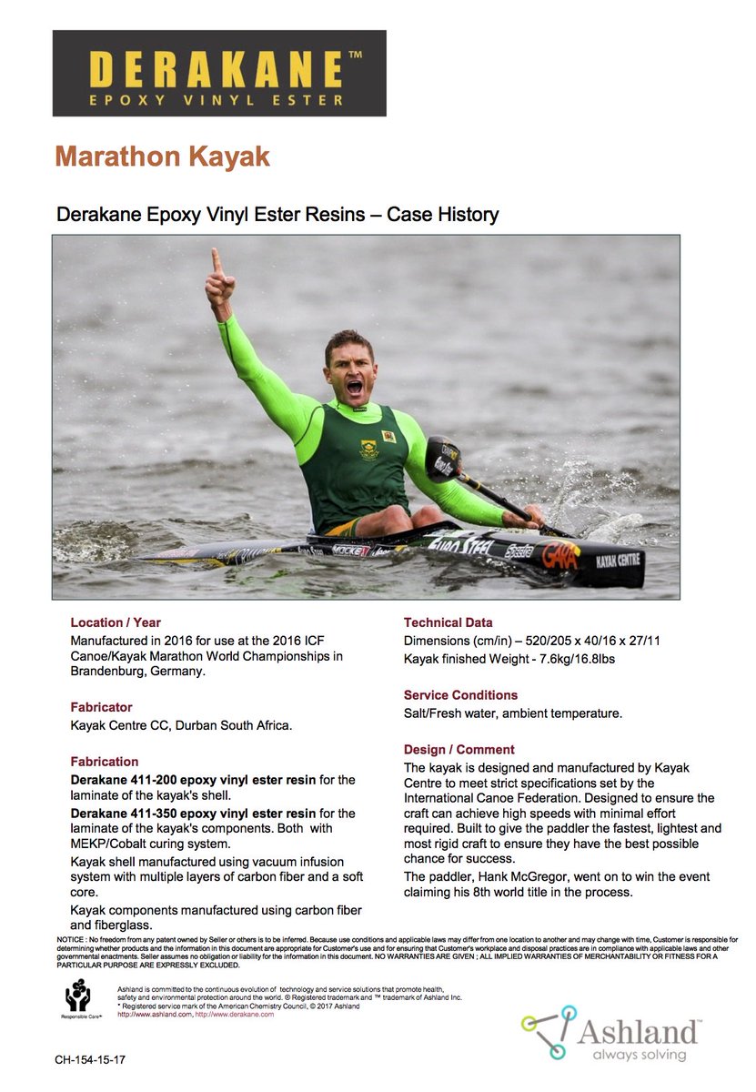 AddResins's tweet image. Derakane Epoxy Vinyl Ester Resins.The best, for the Worlds Best - @Hank_McGregor 8 times World Champion @KayakCentre @AshlandInc @DerakaneZA