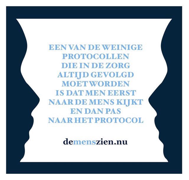 Protocollen in de zorg zijn nodig.
Evenals blijven kijken naar wanneer ze te volgen dan wel ervan af te wijken.