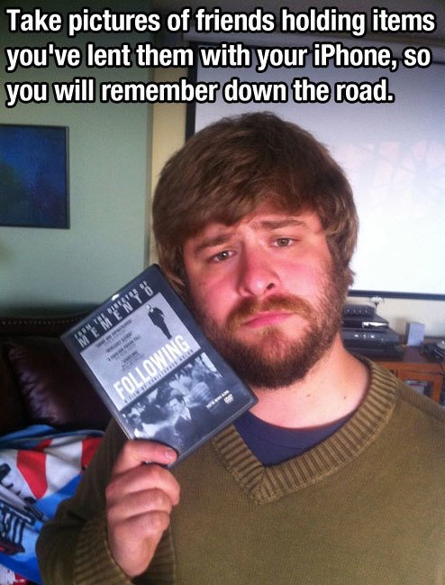 369FKD's tweet image. And make them hold up a piece of paper saying when they promise to give it back by too!! Date that shit!! 👊

#howtolifehack
#lifehacker